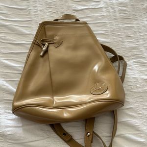 Tan leather longchamps back pack